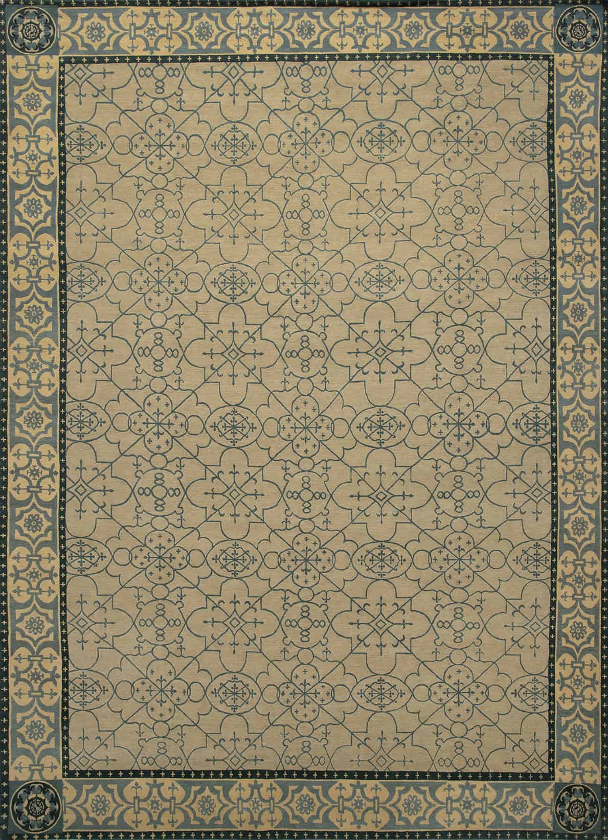 Castile Beige Blue Hand Woven Rug